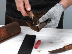 2-Piece Premium Spoon Carving Set – Walnut Handle Starter Wood Carving Knife Set in Leather Tool Case – S01X Brown