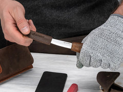 2-Piece Premium Spoon Carving Set – Walnut Handle Starter Wood Carving Knife Set in Leather Tool Case – S01X Brown