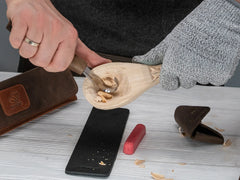 2-Piece Premium Spoon Carving Set – Walnut Handle Starter Wood Carving Knife Set in Leather Tool Case – S01X Brown