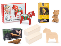Animal Friends Set – Complete Wood Carving Kit Bundle with Comfort Bird, Bear & Dala Horse – BDIY01_02_05