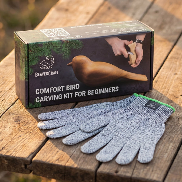 Comfort Bird Carving Kit + Safety Gloves (S)