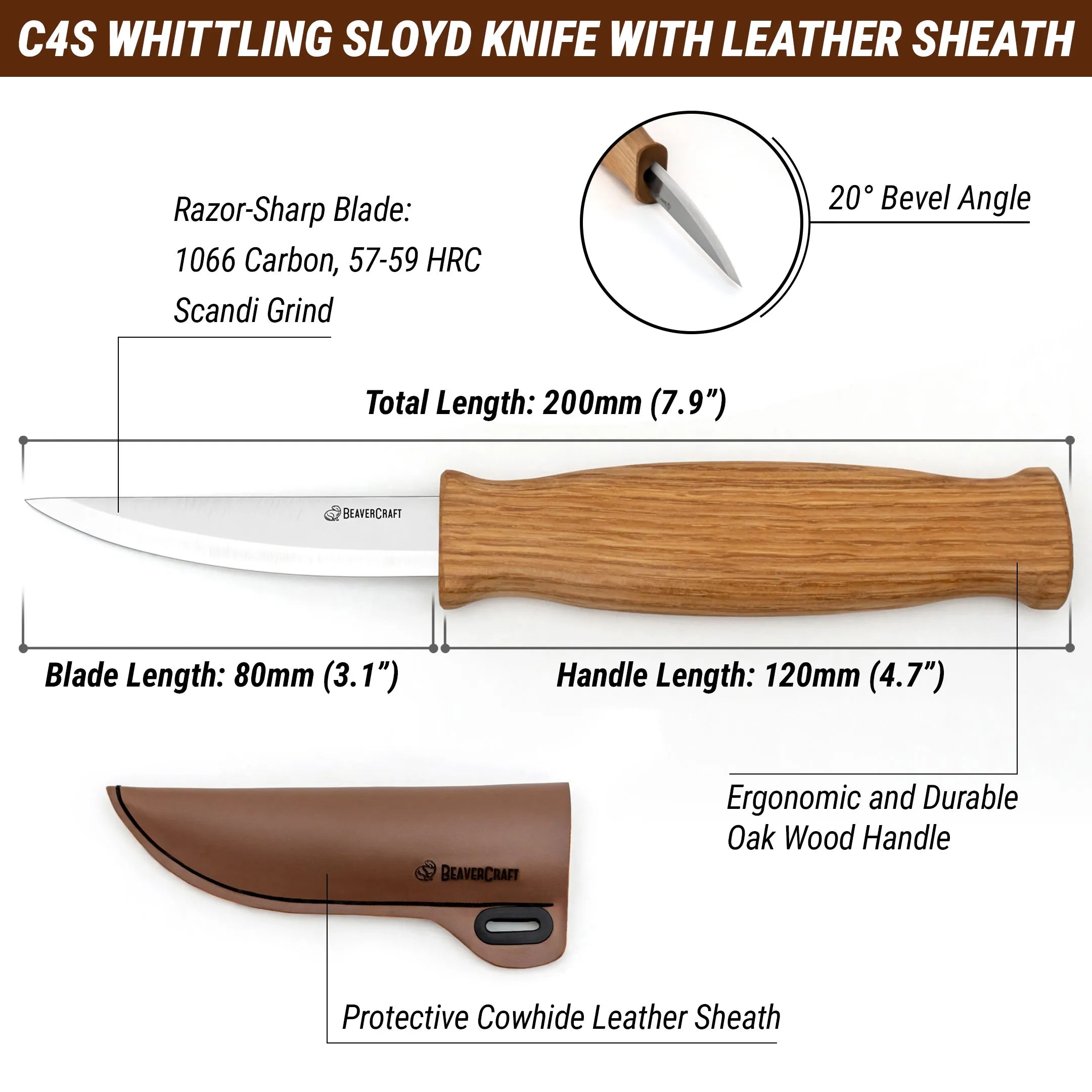 Whittling Knife with Leather Sheath