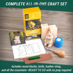 Bear Carving Kit – Complete Starter Whittling Kit for Beginners, Kids & Adults – DIY05