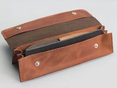 2-Piece Premium Spoon Carving Set – Walnut Handle Starter Wood Carving Knife Set in Leather Tool Case – S01X Brown
