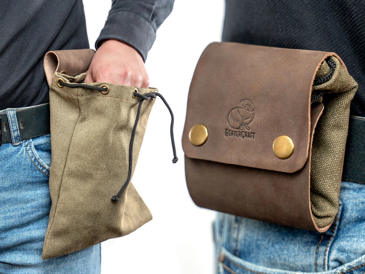 Leather & Canvas Foraging Belt Pouch