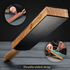 Leather Paddle Strop for Knife Sharpening – Double-Sided Leather Strop with Polishing Compound – LS6P1