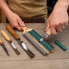 Leather Paddle Strop for Hook Knives & Gouges – Double-Sided Leather Strop with Polishing Compound – LS5P1
