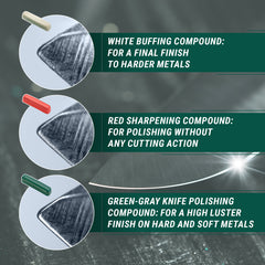 Polishing Compound Set for Leather Strops – 3 Stropping Compounds (Red, White, Green) – P03