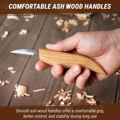 Left-Handed 3-Piece Spoon Carving Set – Wood Carving Knife Set in Tool Roll – S13L