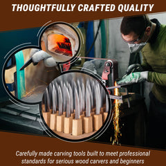 3-Piece Spoon Carving Tool Set – Beginner to Pro Wood Carving Set in Tool Roll – S14M