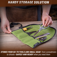 Tool Storage Roll – 4-Slot Canvas Roll-Up Tool Organizer – TR4