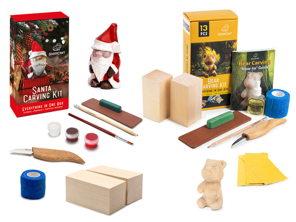 Christmas Carving Bundle – Santa & Bear + 2 Blanks