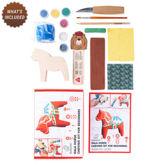 Dala Horse Carving Kit – Complete Starter Whittling Kit for Beginners, Kids & Adults – DIY02