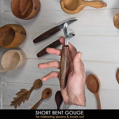 3-Piece Premium Spoon Carving Set – Walnut Handle Wood Carving Tools in Leather Case – S14X