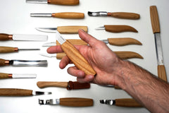Left-Handed 21-Piece Wood Carving Tool Set – Large Wood Carving Kit with Wood Blocks, Spoon Blanks & Tool Storage Rack – S68L