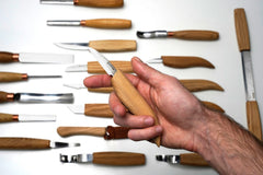 Left-Handed 21-Piece Wood Carving Tool Set – Large Wood Carving Kit with Wood Blocks, Spoon Blanks & Tool Storage Rack – S68L