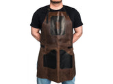 Adjustable Black & Brown Leather Wood Carving Apron – Durable Workshop & Craft Work Apron / AP3X