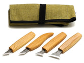 4-Piece Chip Carving Knife Set – Wood Carving Set for Wood Decorating in Tool Roll – S05