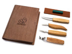 Wood & Spoon Carving Knife Set in Book Case, 4 pcs