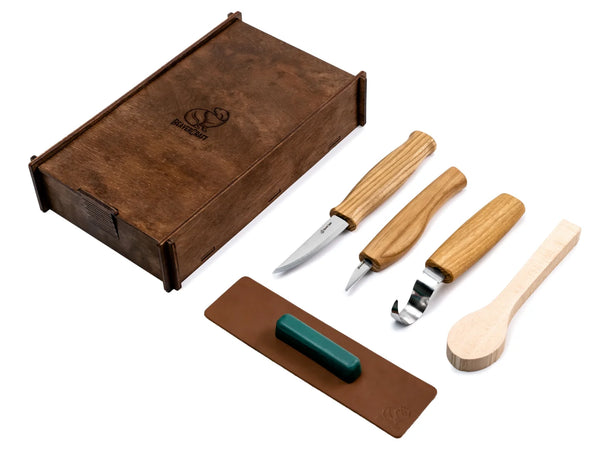 Left-Handed Spoon Carving Knife Set in Box, 3 pcs