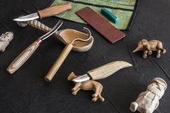 4-Piece Spoon & Kuksa Carving Tool Set – Wood Carving Set for Spoons & Bowls in Tool Roll – S43