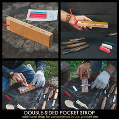 9-Piece Premium Wood Carving Tool Set – Walnut Handle Wood Carving Knives in Leather Tool Bag – S50X
