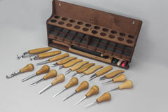 Left-Handed 20-Piece Wood Carving Tool Set – Large Wood Carving Kit with Basswood Blocks & Tool Storage Rack – S57L