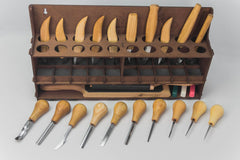 Left-Handed 20-Piece Wood Carving Tool Set – Large Wood Carving Kit with Basswood Blocks & Tool Storage Rack – S57L