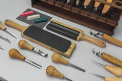 Left-Handed 20-Piece Wood Carving Tool Set – Large Wood Carving Kit with Basswood Blocks & Tool Storage Rack – S57L