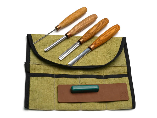 Straight Gouge & V-Tool Set, 4 pcs