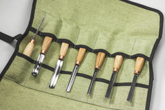 7-Piece Wood Carving Tool Set – Extended Wood Carving Gouge Chisel Set in Tool Roll – SC03
