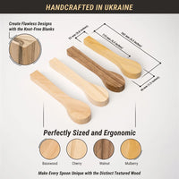 Spoon Carving Blank Set – Cherry, Mulberry, Walnut & Basswood, 4 pcs