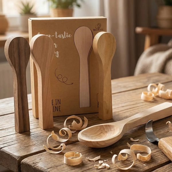Spoon Carving Blank Set – Cherry, Mulberry, Walnut & Basswood, 4 pcs