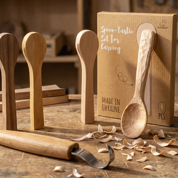 Spoon Carving Blank Set – Elm, Walnut, Maple & Alder, 4 pcs