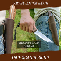 Bushcraft Knife Dune – Carbon Steel, Leather Sheath