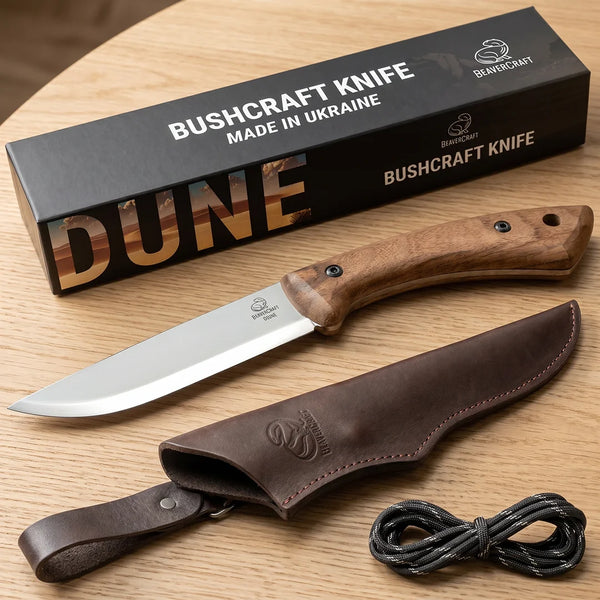 Bushcraft Knife Dune – Carbon Steel, Leather Sheath