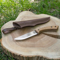Bushcraft Knife Dune – Carbon Steel, Leather Sheath