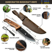 Bushcraft Knife Glacier – Carbon Steel, Leather Sheath