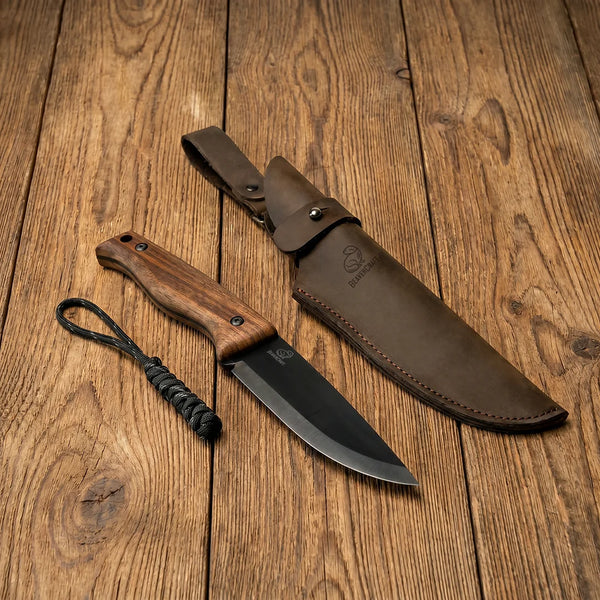 Bushcraft Knife Nightfall – Black Oxide, Leather Sheath