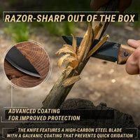 Bushcraft Knife Nightfall – Black Oxide, Leather Sheath