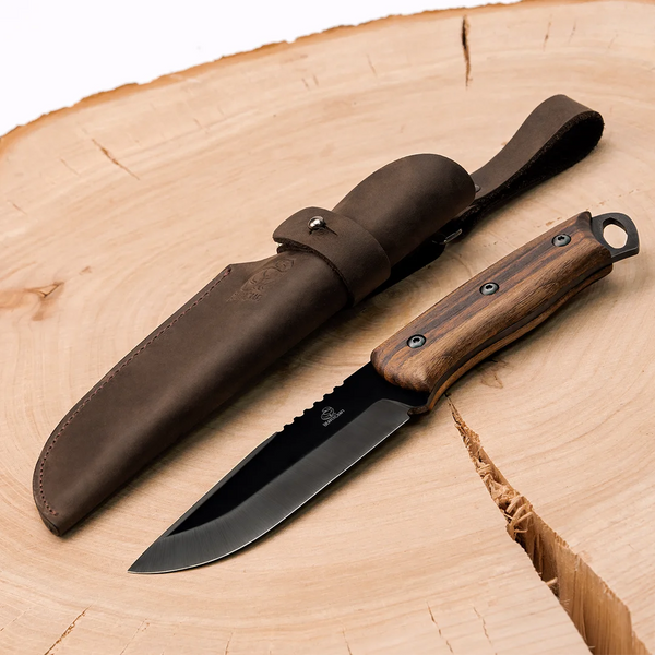 Bushcraft Knife Dusk – Black Oxide, Leather Sheath