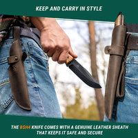 Bushcraft Knife Dusk – Black Oxide, Leather Sheath