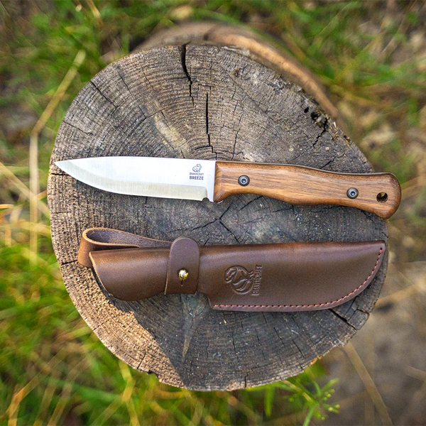 Bushcraft Knife Breeze – Carbon Steel, Leather Sheath