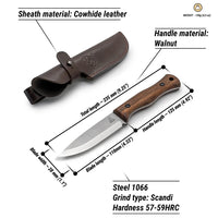 Bushcraft Knife Breeze – Carbon Steel, Leather Sheath