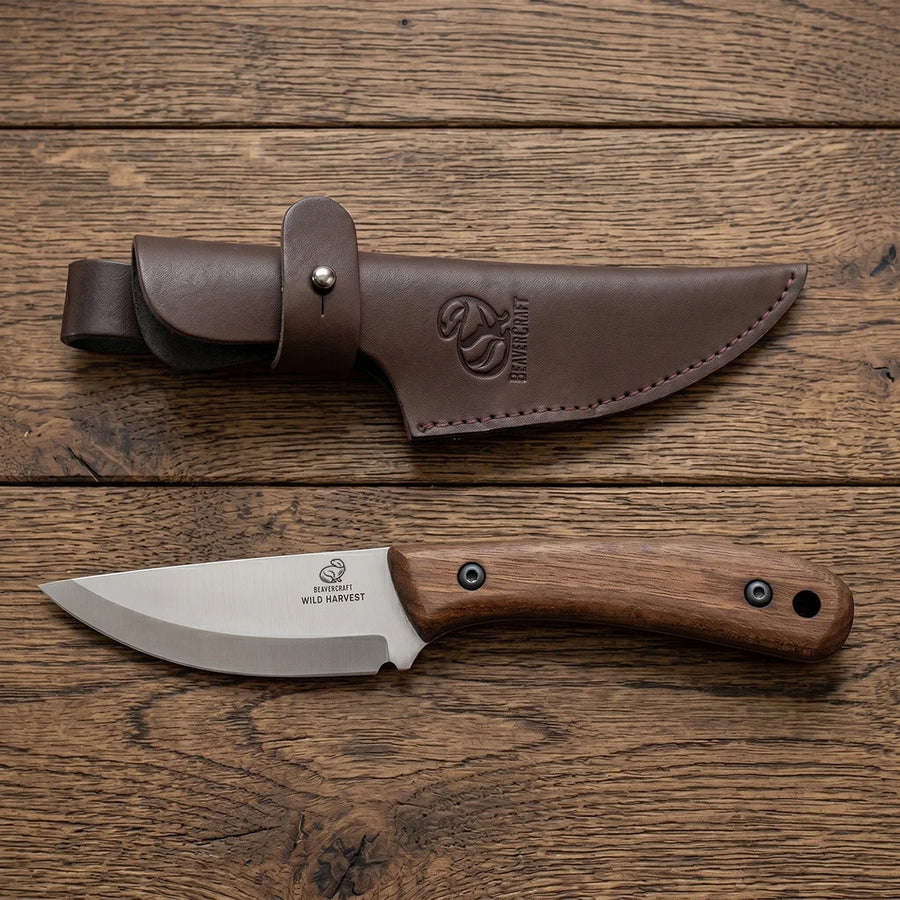 Bushcraft Knife Wild Harvest – Carbon Steel, Leather Sheath