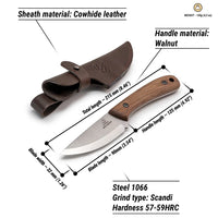 Bushcraft Knife Wild Harvest – Carbon Steel, Leather Sheath