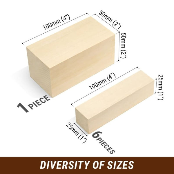 Basswood Carving Block Set, 7 pcs