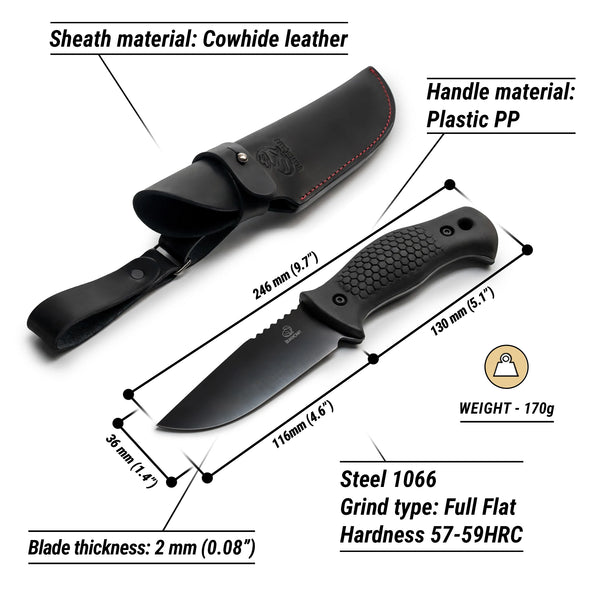 Camping Knife with Leather Sheath