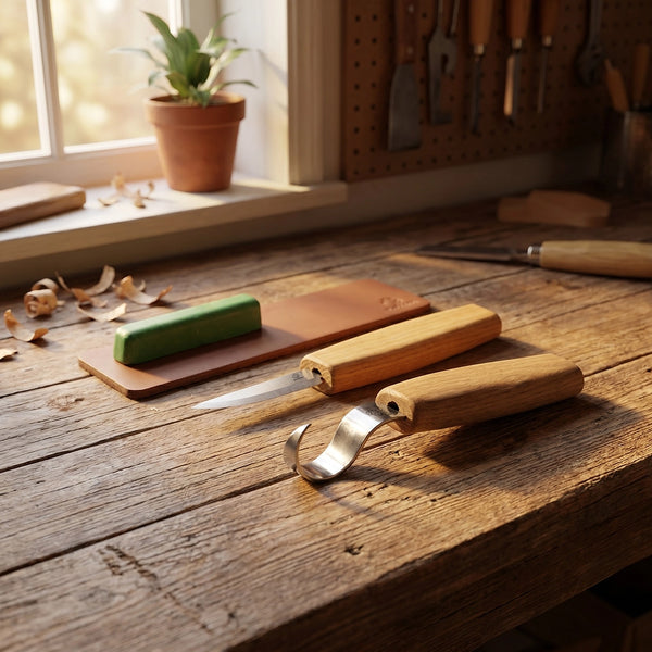 Left-Handed Starter Spoon Carving Set, 2 pcs