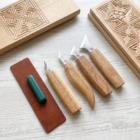 Chip Carving Knife Set in Book Case, 4 pcs